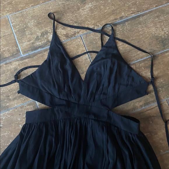 Mustard Seed Black Maxi Dress. Backless with halter tie top. NWT. - Picture 3 of 6